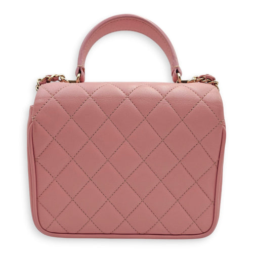 Seasonal Quilted Top Handle 16x13x4.5cm Pink Crossbody Bag in Lambskin Gold hardware CL2411-7738 3