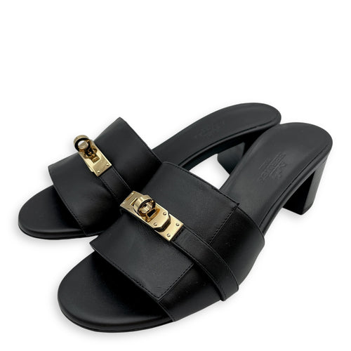 Gigi 50 Sz: 35.5 Black Sandals in Calfskin, Permabrass hardware