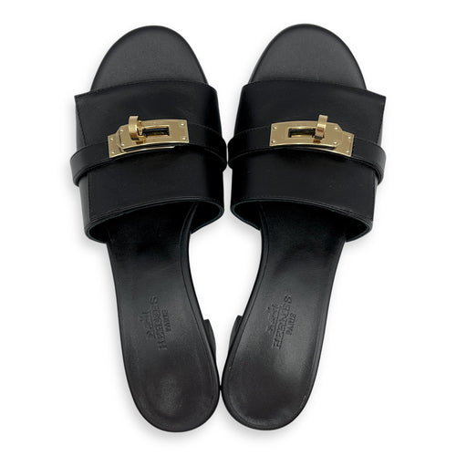 Gigi 50 Sz: 35.5 Black Sandals in Calfskin, Permabrass hardware