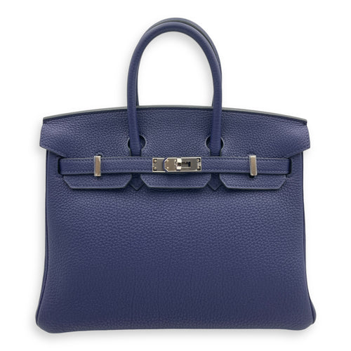 Birkin 25 Blue in Togo, Palladium hardware