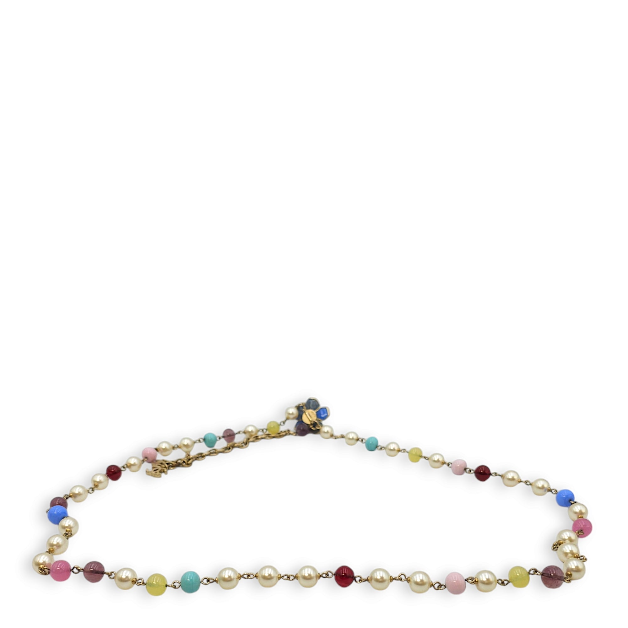 09P Multi-colour Belt/Long Necklace in Pearls, Beads, Crystals, Gold hardware