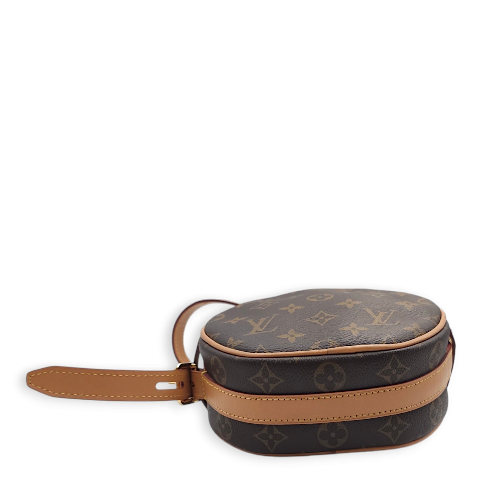 Boite Chapeau Souple PM Brown Crossbody Bag in Canvas, Gold hardware