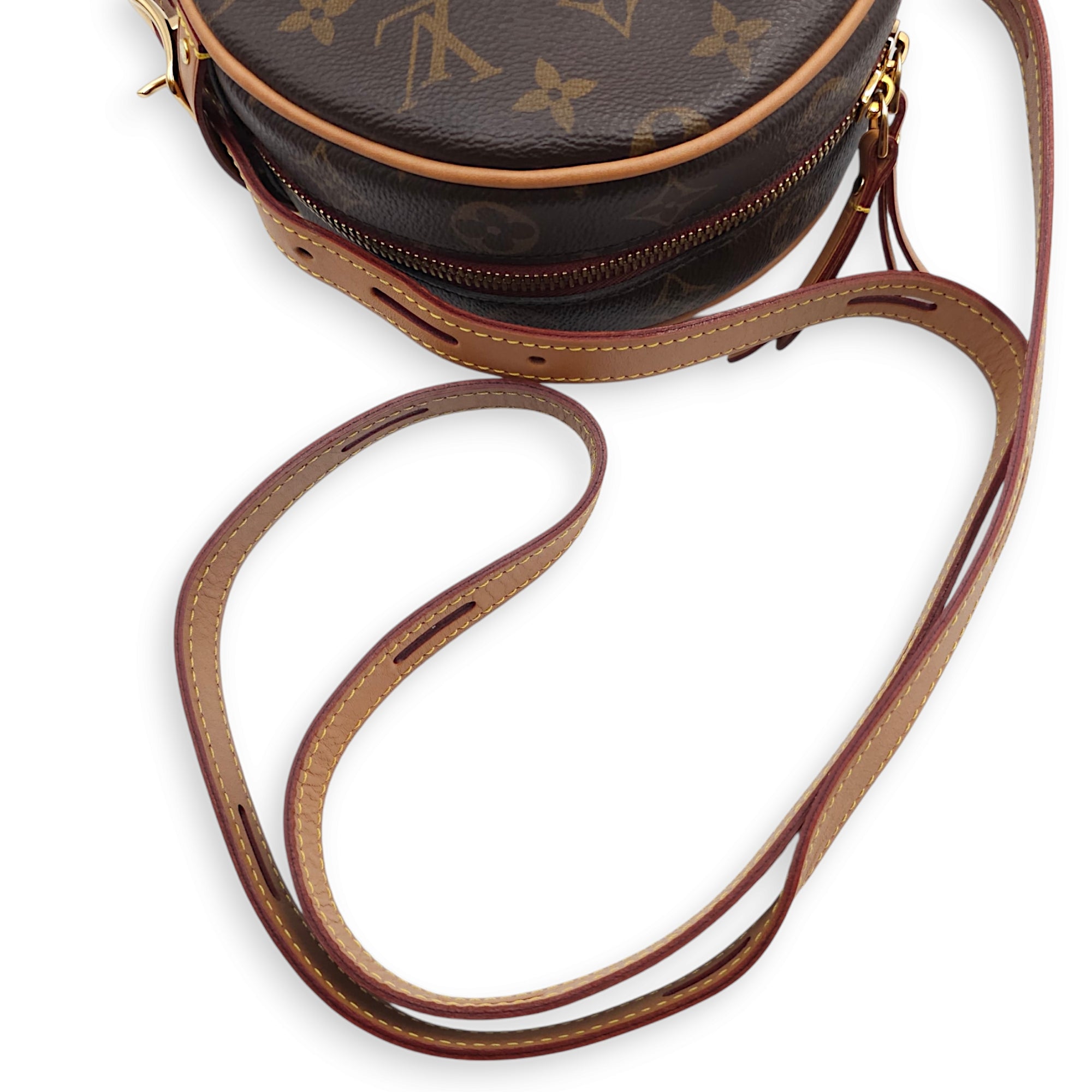 Boite Chapeau Souple PM Brown Crossbody Bag in Canvas, Gold hardware