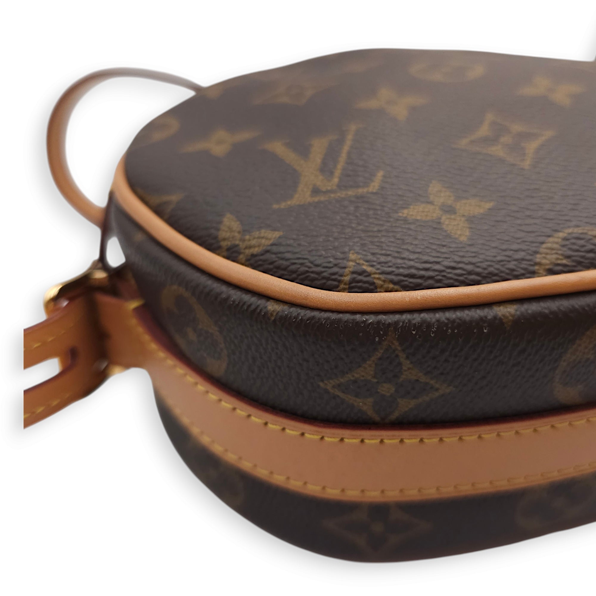 Boite Chapeau Souple PM Brown Crossbody Bag in Canvas, Gold hardware