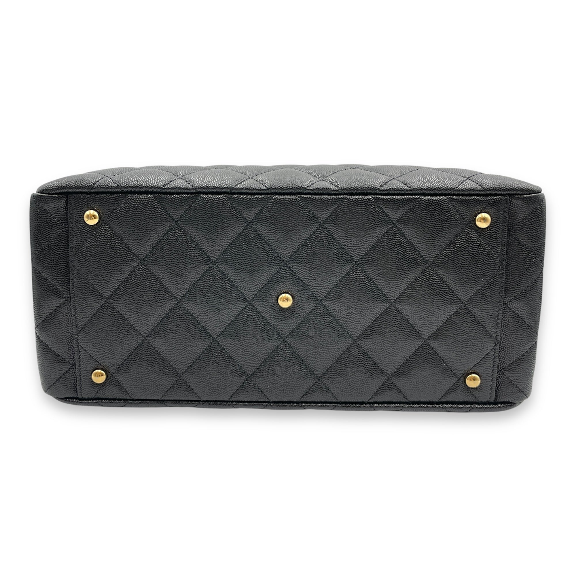 Quilted Seasonal Shopping Tote 33x24x14cm Black Shoulder Bag in Caviar Leather, Gold hardware