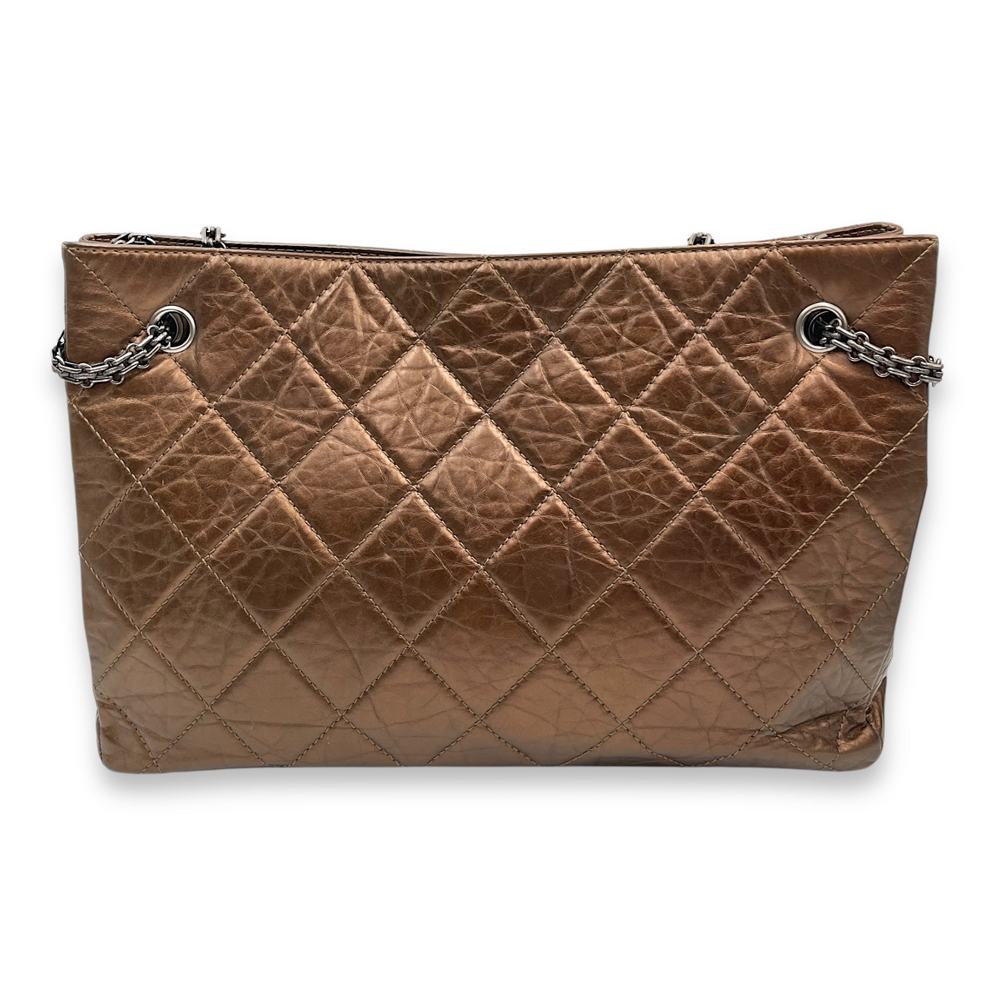 Reissue Shopping Tote 36x25x9cm Brown Shoulder Bag in Distressed Leather Ruthenium-finish Brass hardware CL2412-8725 2