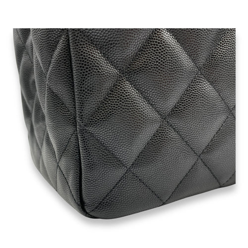 Quilted Seasonal Shopping Tote 33x24x14cm Black Shoulder Bag in Caviar Leather, Gold hardware