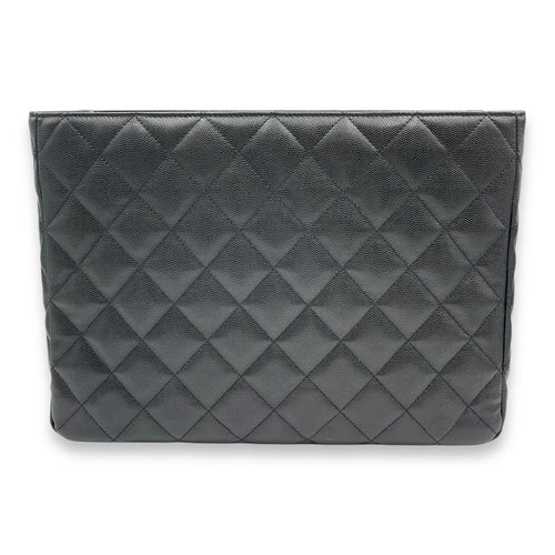 Quilted Seasonal Shopping Tote 33x24x14cm Black Shoulder Bag in Caviar Leather, Gold hardware