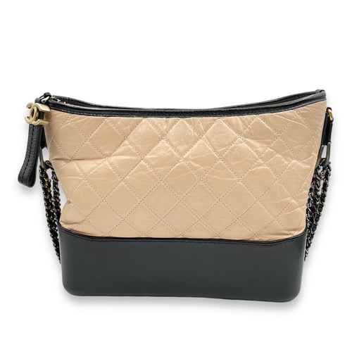 Quilted Gabrielle Medium Multi-colour Shoulder Bag in Distressed Leather, 3-Tone hardware