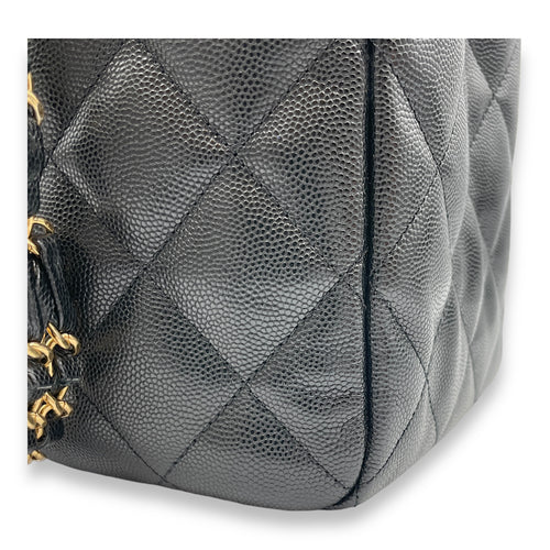 Quilted Seasonal Shopping Tote 33x24x14cm Black Shoulder Bag in Caviar Leather, Gold hardware