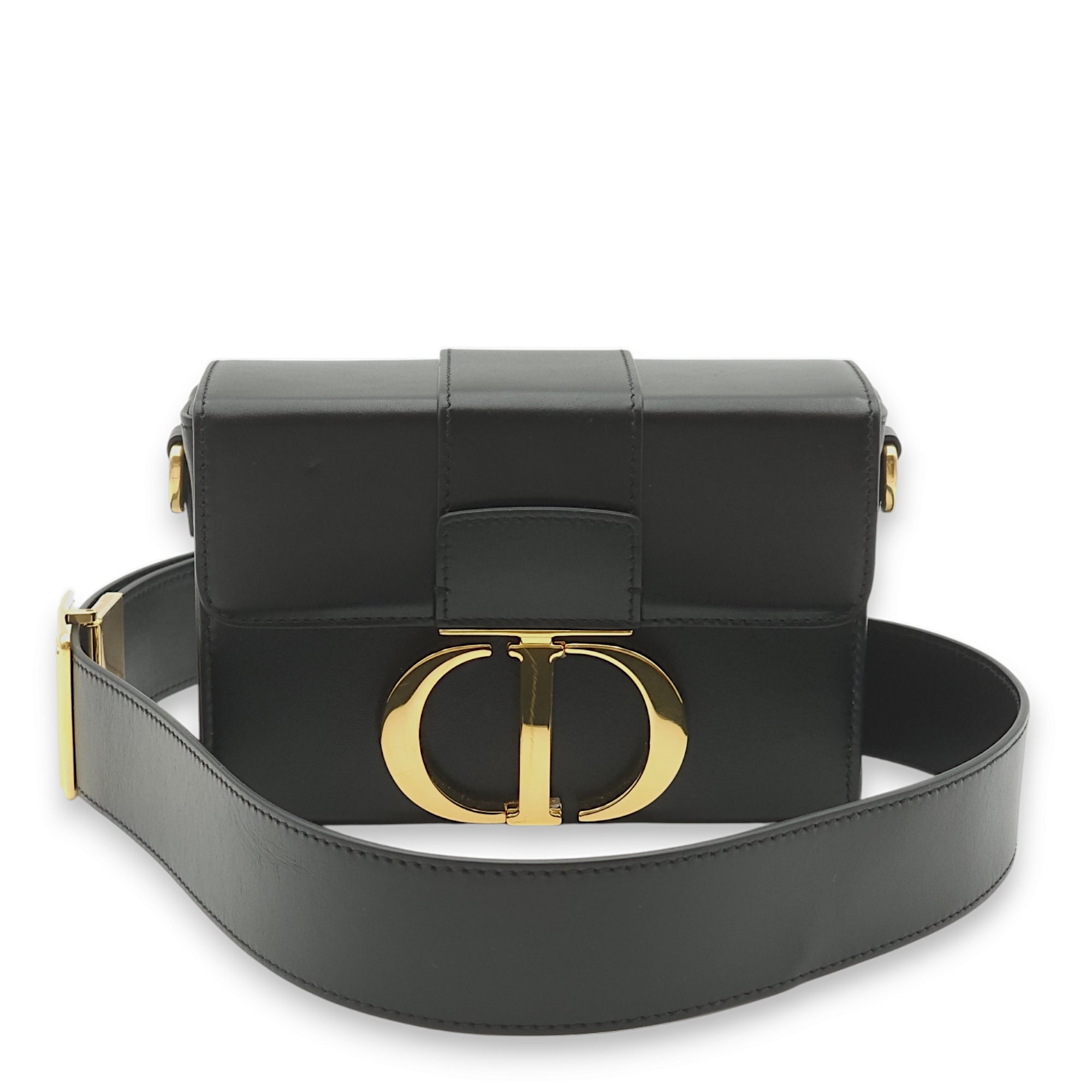 30 Montaigne Box Black Crossbody Bag in Calfskin Gold hardware C105941 12