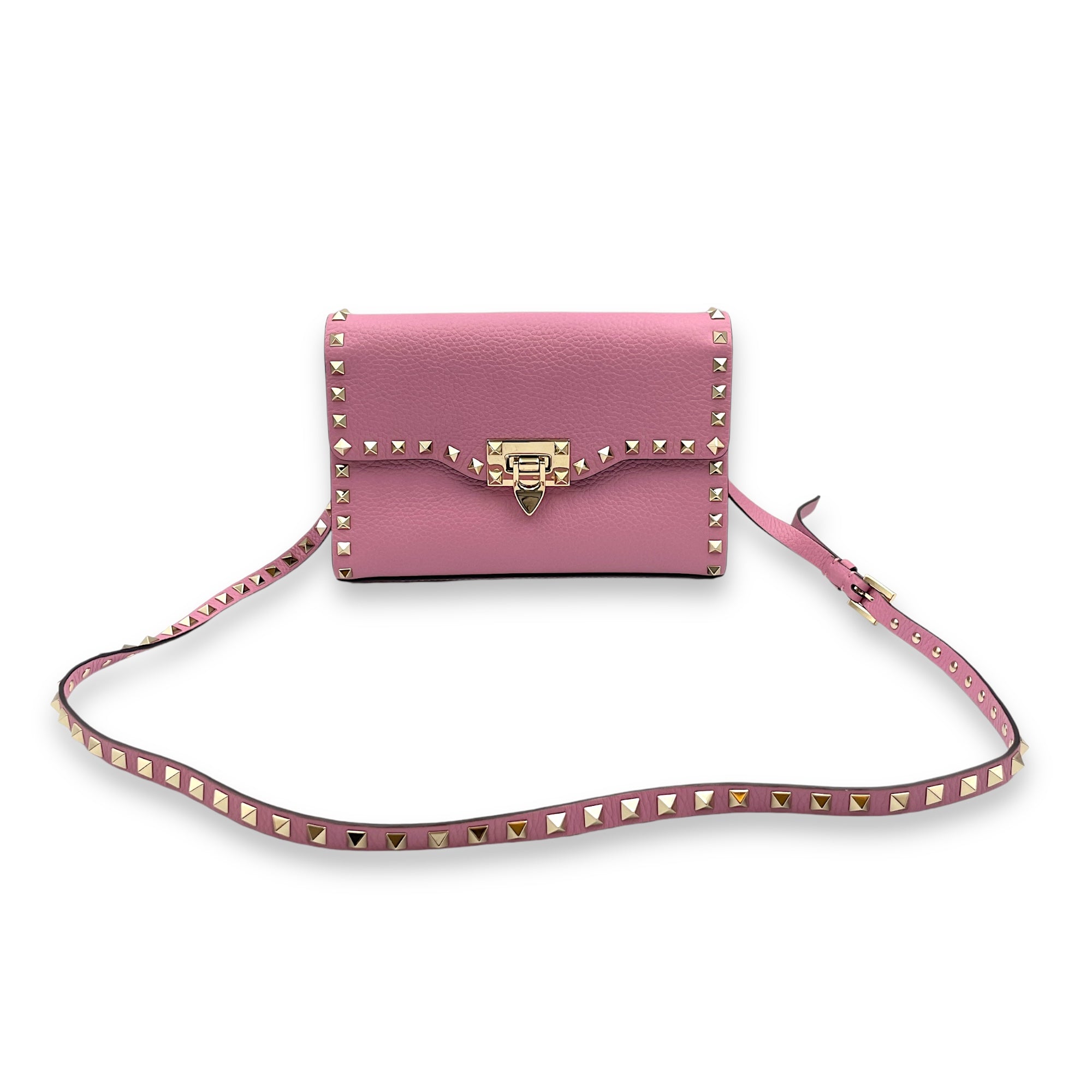 Flip Lock 23x16x4.5cm Pink Crossbody Bag in Calfskin, Gold hardware