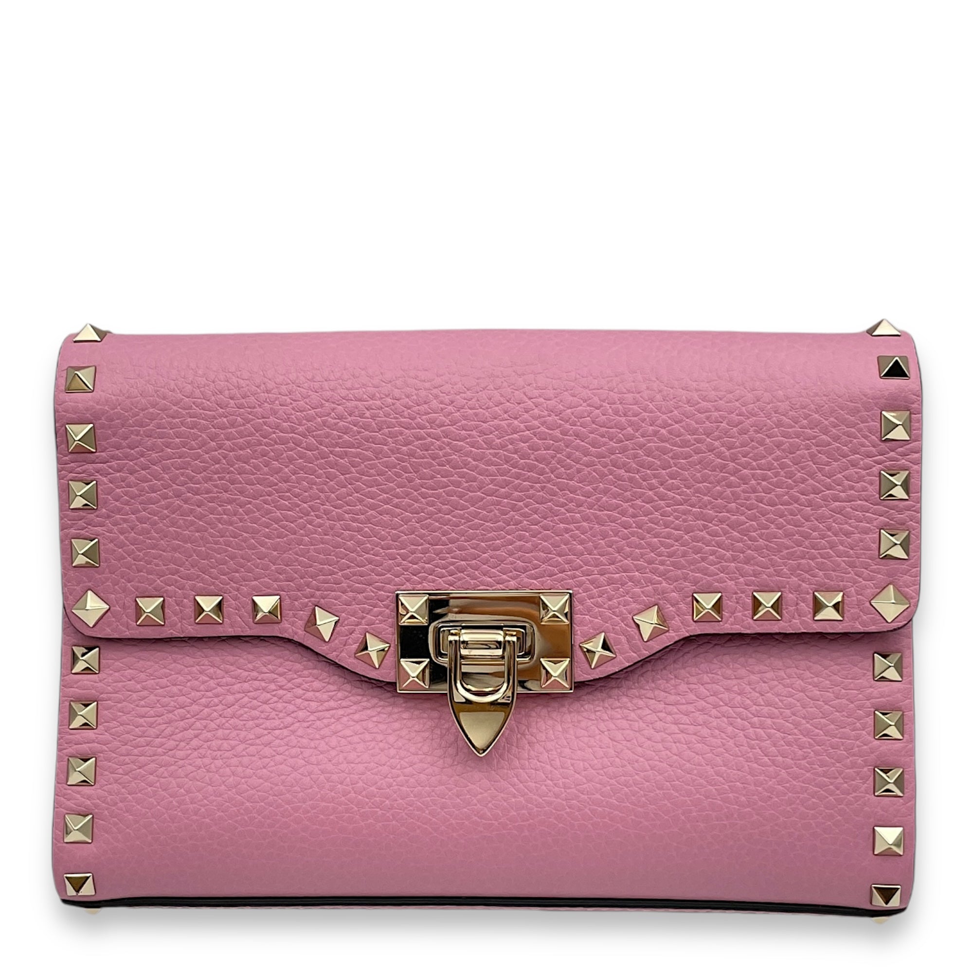 Flip Lock 23x16x4.5cm Pink Crossbody Bag in Calfskin, Gold hardware