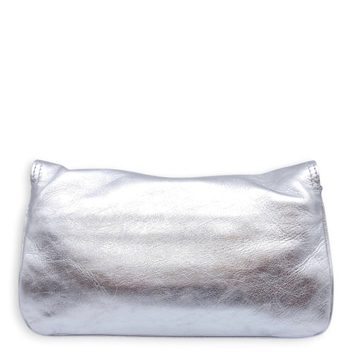 BB Soft Small Flap 23x14x3cm Silver Crossbody Bag in Calfskin, Silver hardware