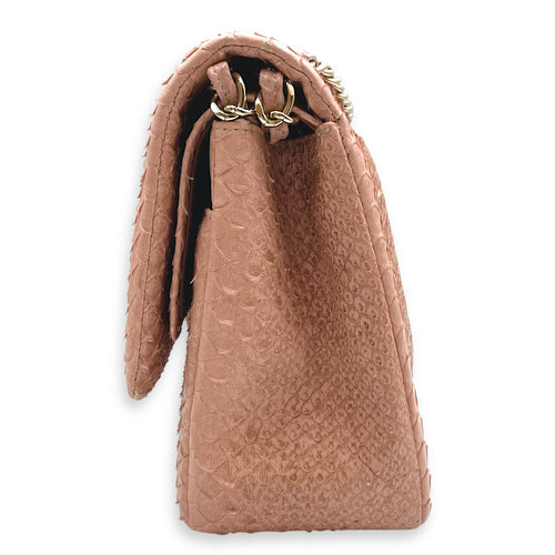 Classic Double Flap Jumbo Pink Ombre Shoulder Bag in Python Leather, Gold hardware