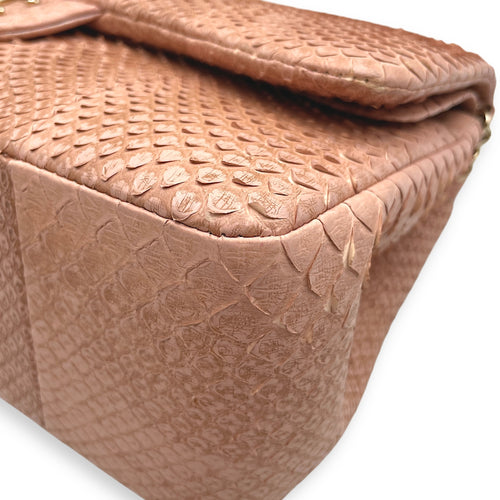 Classic Double Flap Jumbo Pink Ombre Shoulder Bag in Python Leather, Gold hardware