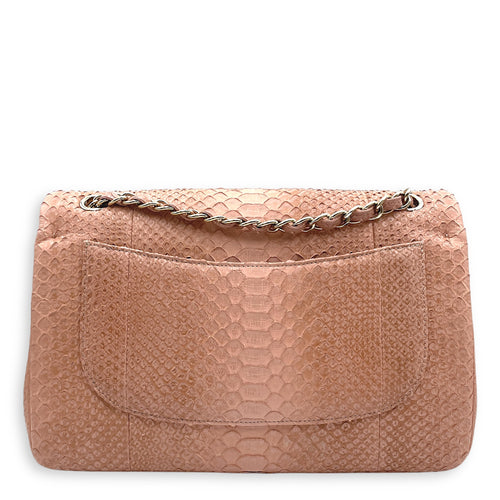 Classic Double Flap Jumbo Pink Ombre Shoulder Bag in Python Leather, Gold hardware