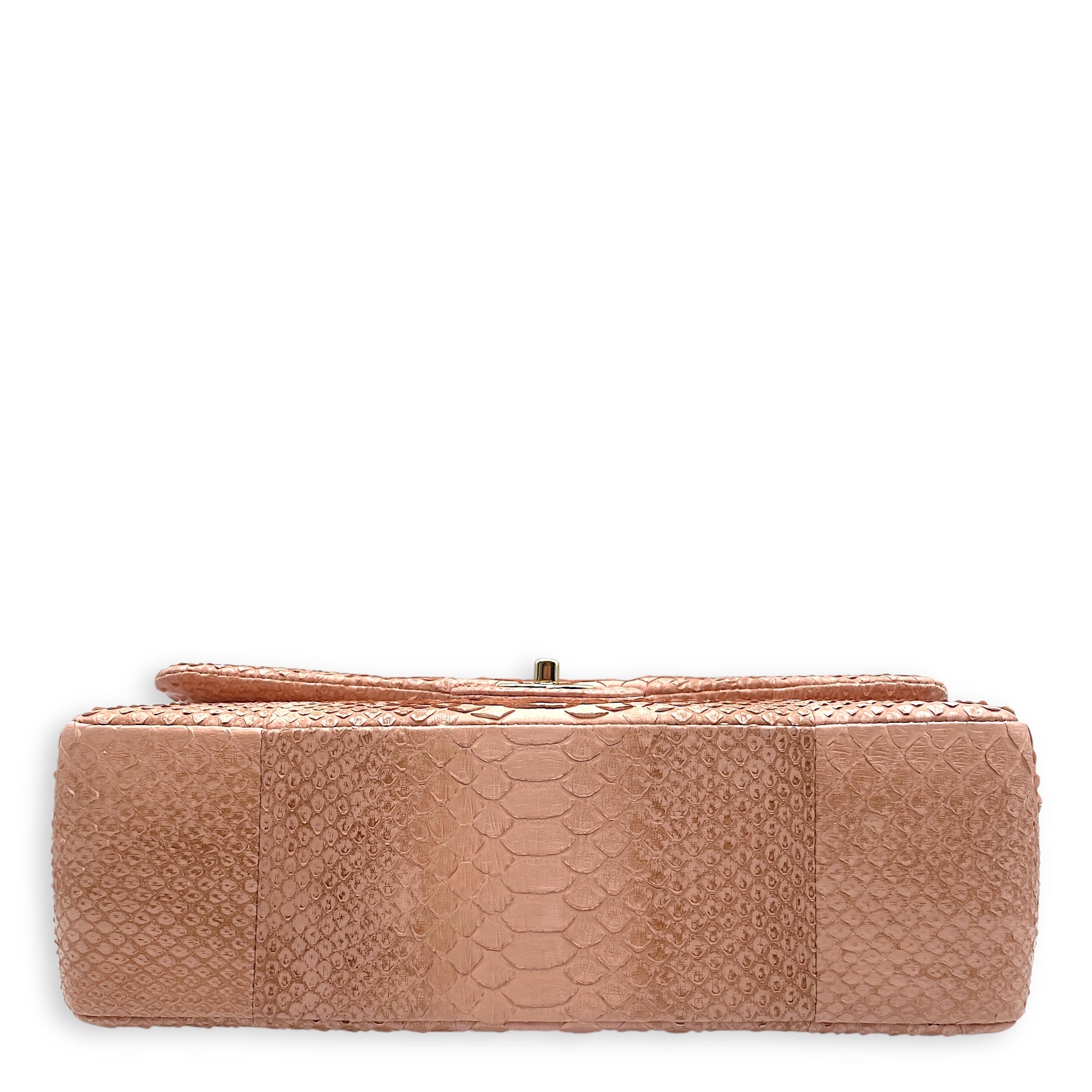 Classic Double Flap Jumbo Pink Ombre Shoulder Bag in Python Leather, Gold hardware