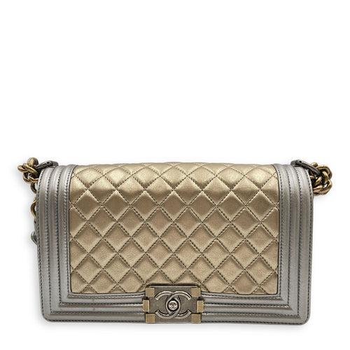 Quilted Boy (25cm) Medium Multi-colour Crossbody Bag in Lambskin, Ruthenium, antique gold hardware