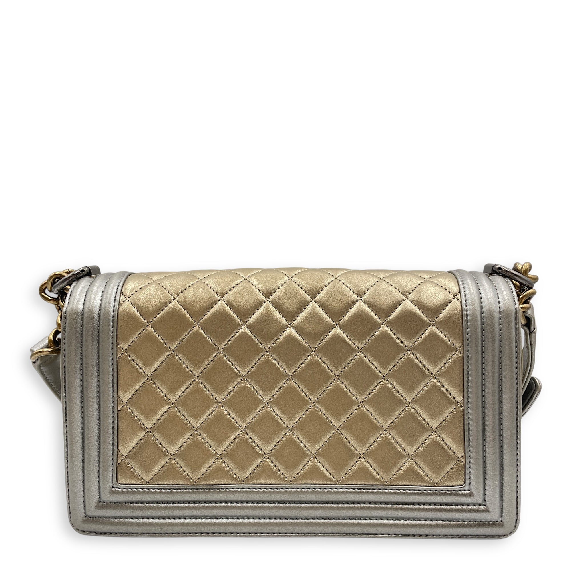 Quilted Boy (25cm) Medium Multi-colour Crossbody Bag in Lambskin, Ruthenium, antique gold hardware