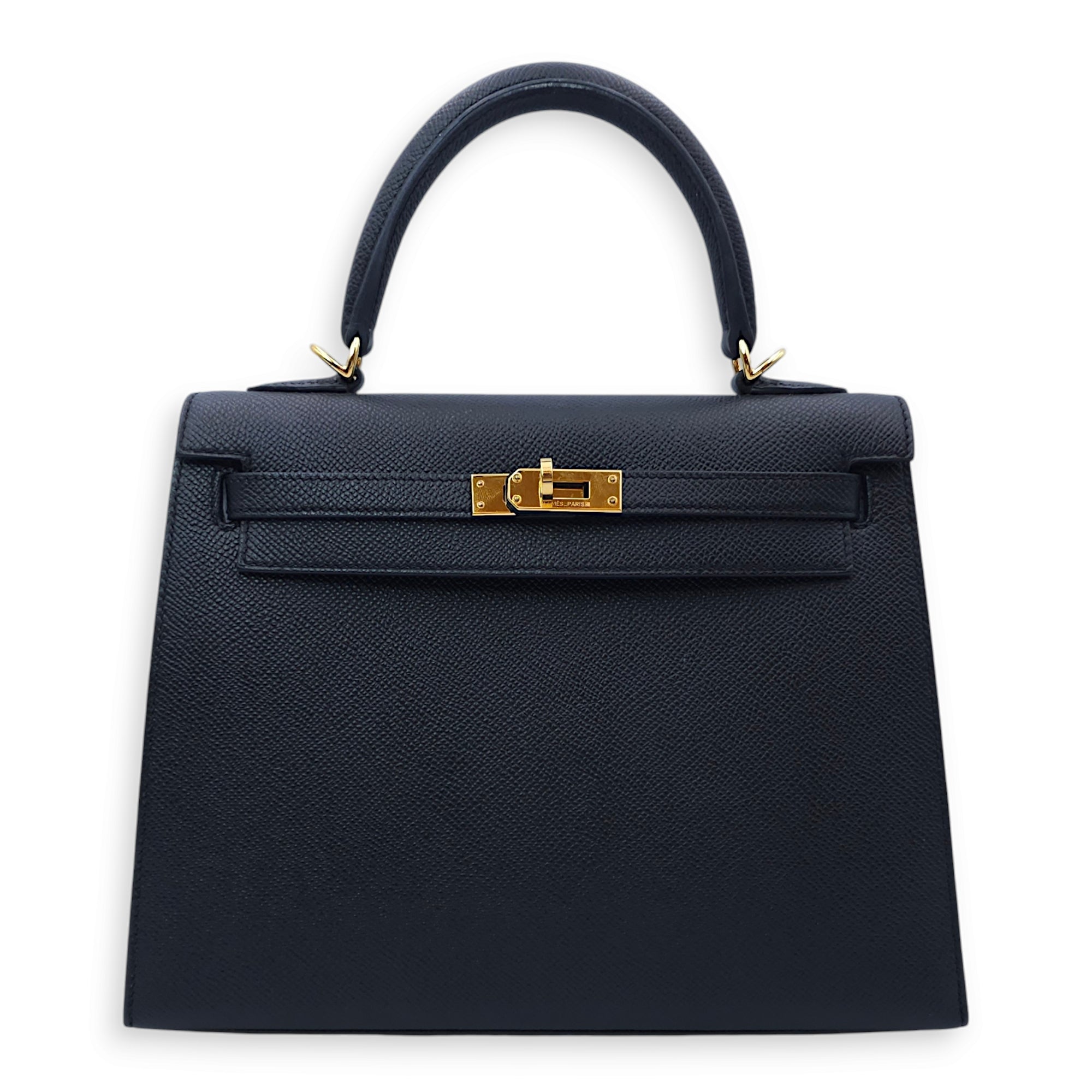 Sellier Kelly 25 Black in Epsom, Gold hardware