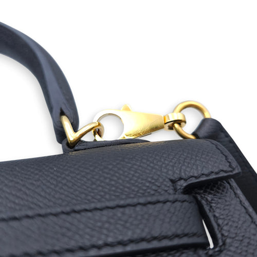 Sellier Kelly 25 Black in Epsom, Gold hardware