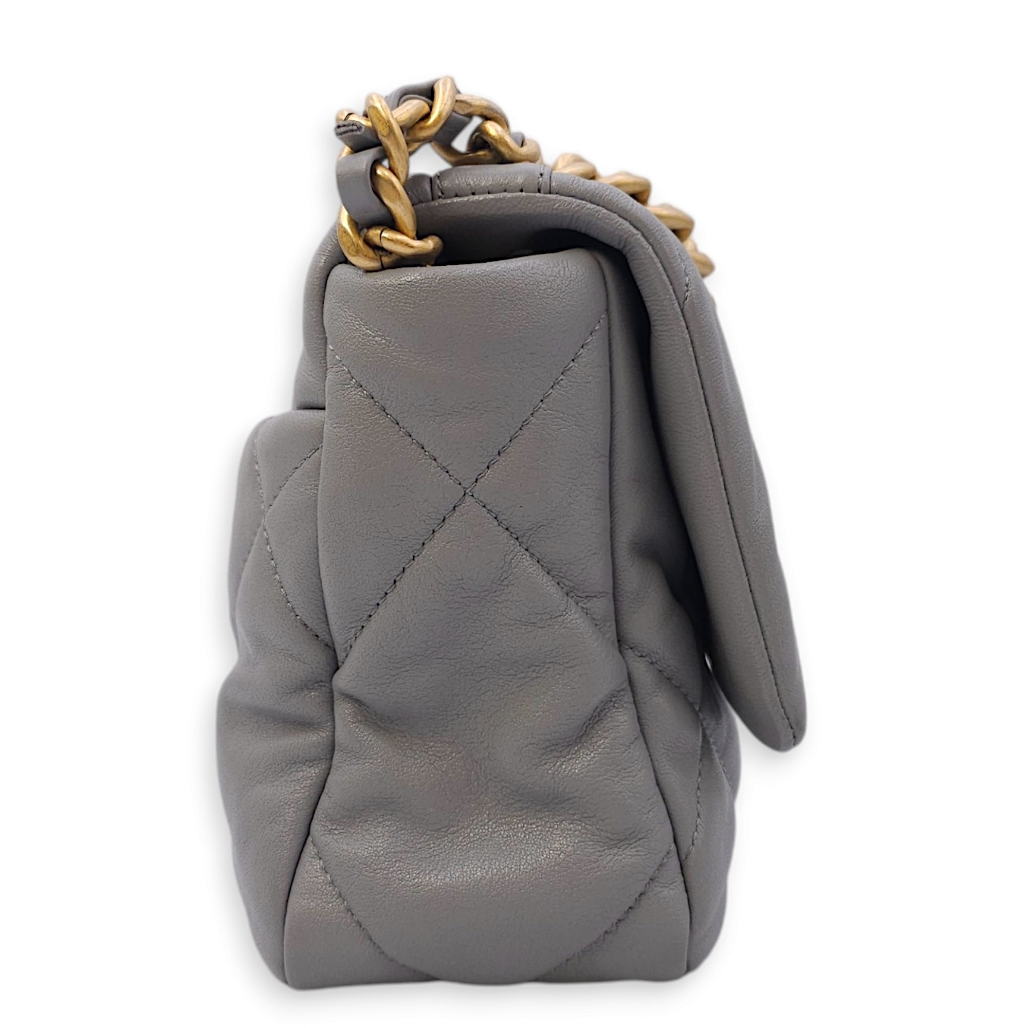 C19 Small Grey Crossbody Bag in Lambskin, 3-Tone hardware