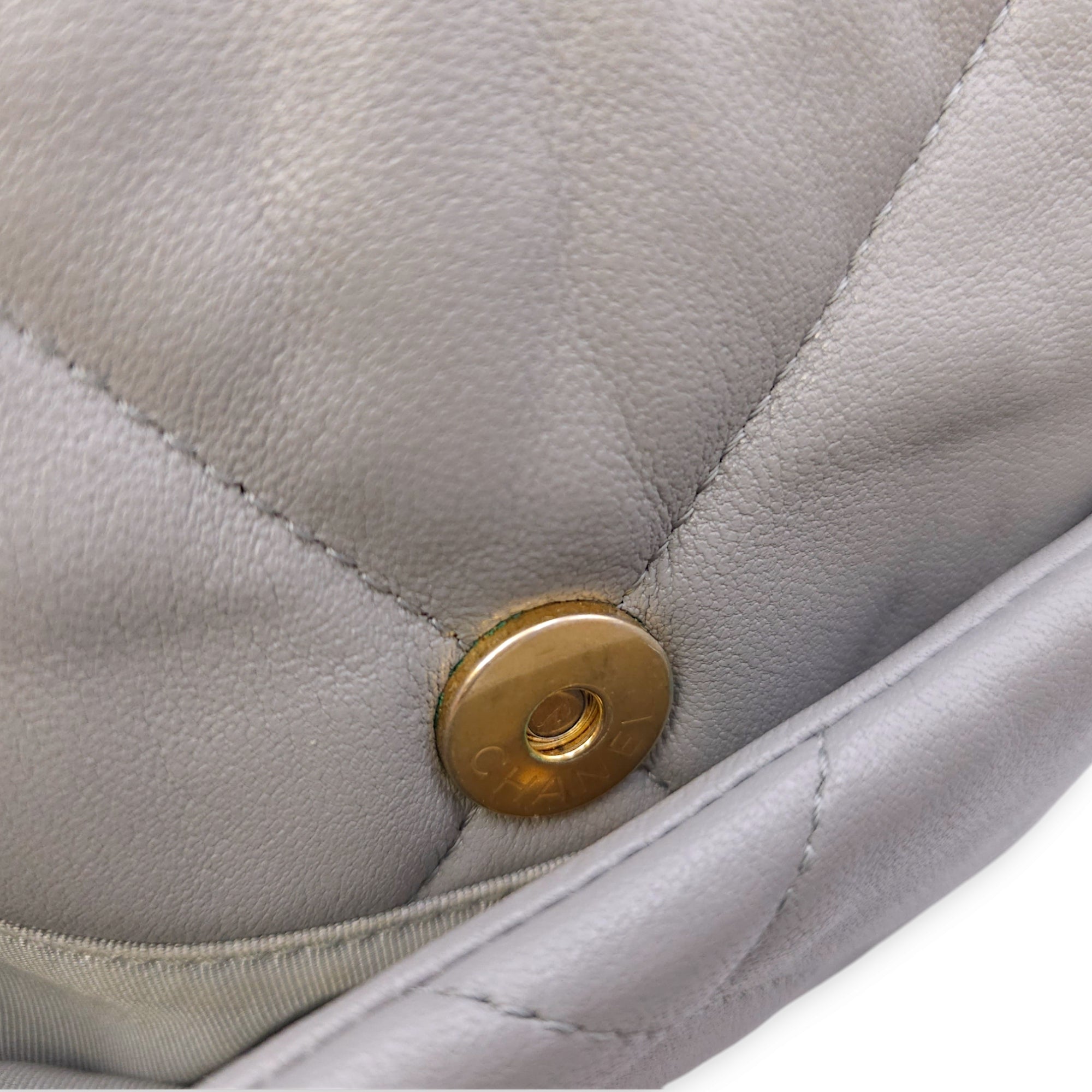 C19 Small Grey Crossbody Bag in Lambskin, 3-Tone hardware