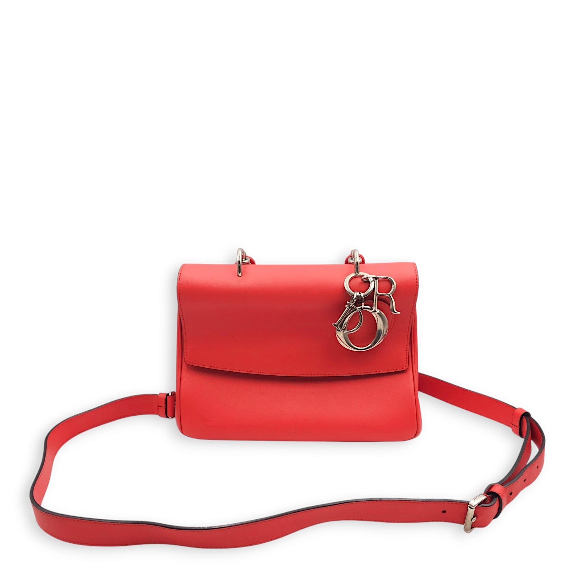 Be Dior 26x20x13cm Red Shoulder Bag in Calfskin, Silver hardware