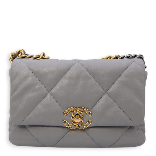 C19 Small Grey Crossbody Bag in Lambskin, 3-Tone hardware