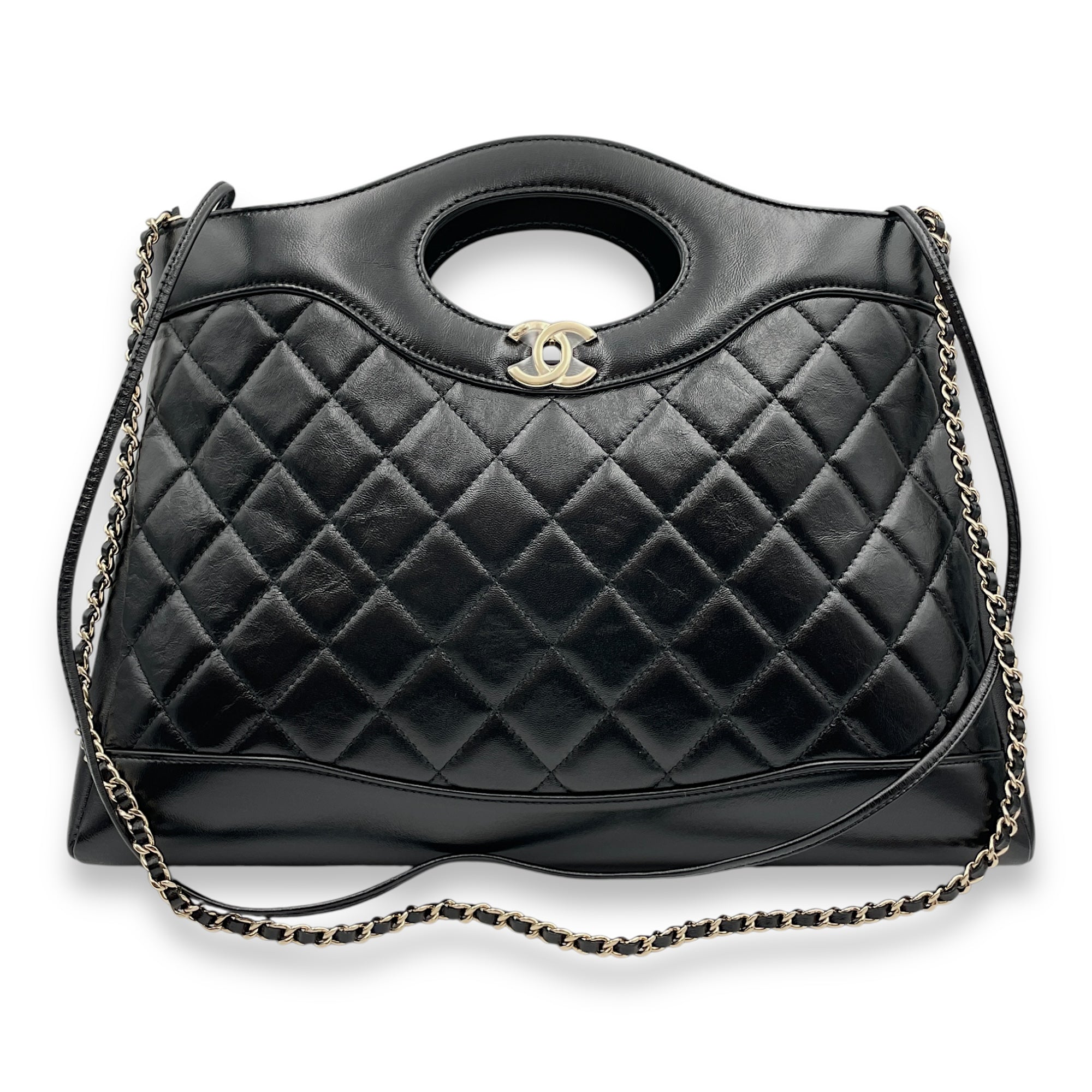 31 Shopping Tote 36x25x7cm Black Shoulder Bag in Shiny lambskin Gold hardware CL2501-9194 9