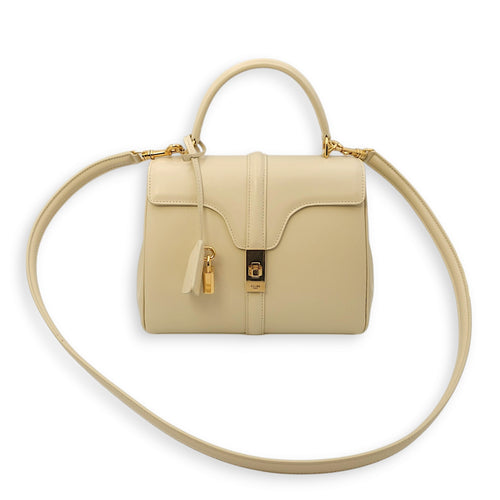 Small 16 Bag 23x18x10cm Beige Crossbody Bag in Calf, lambskin lining, Gold hardware