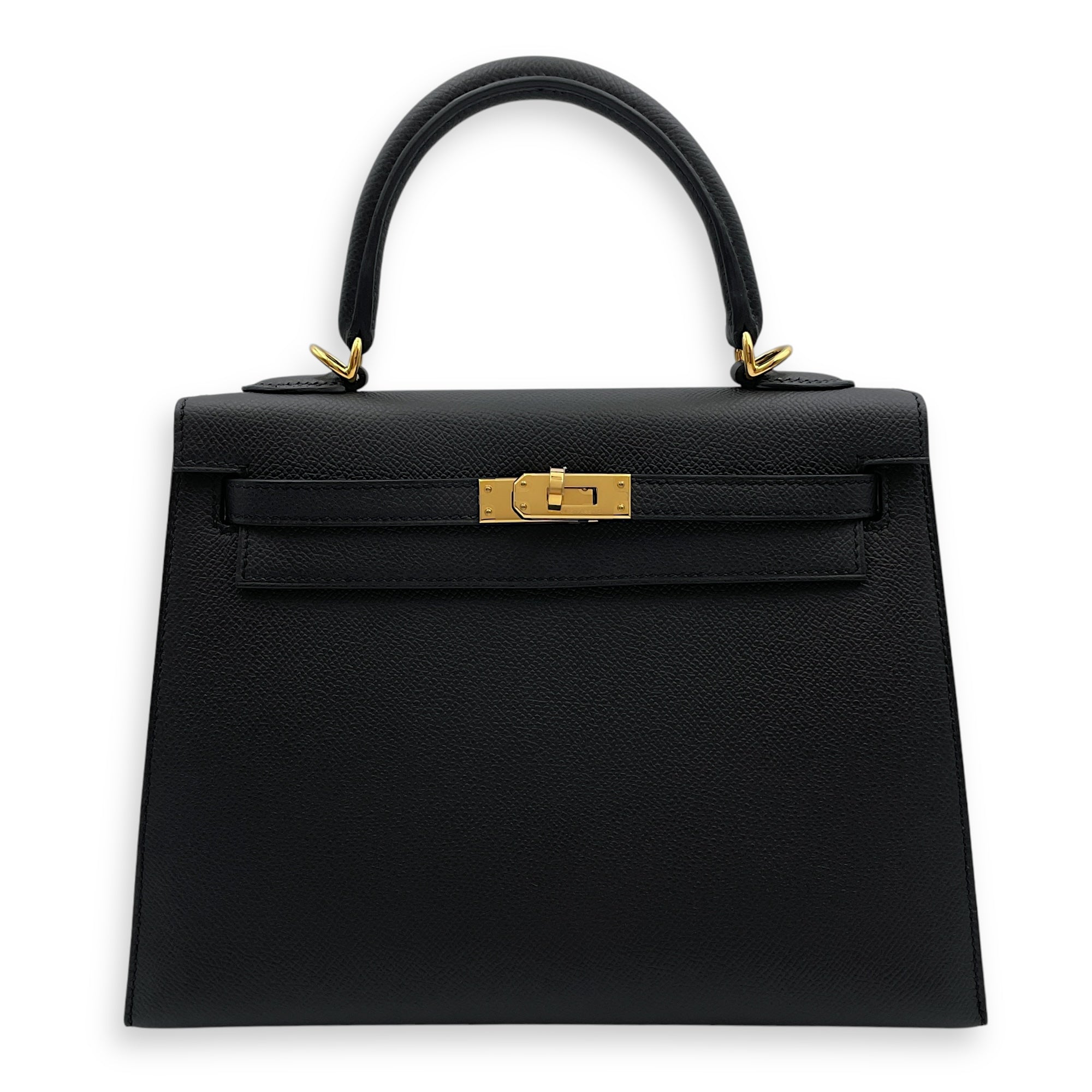 Sellier Kelly 25 Black in Epsom, Gold hardware