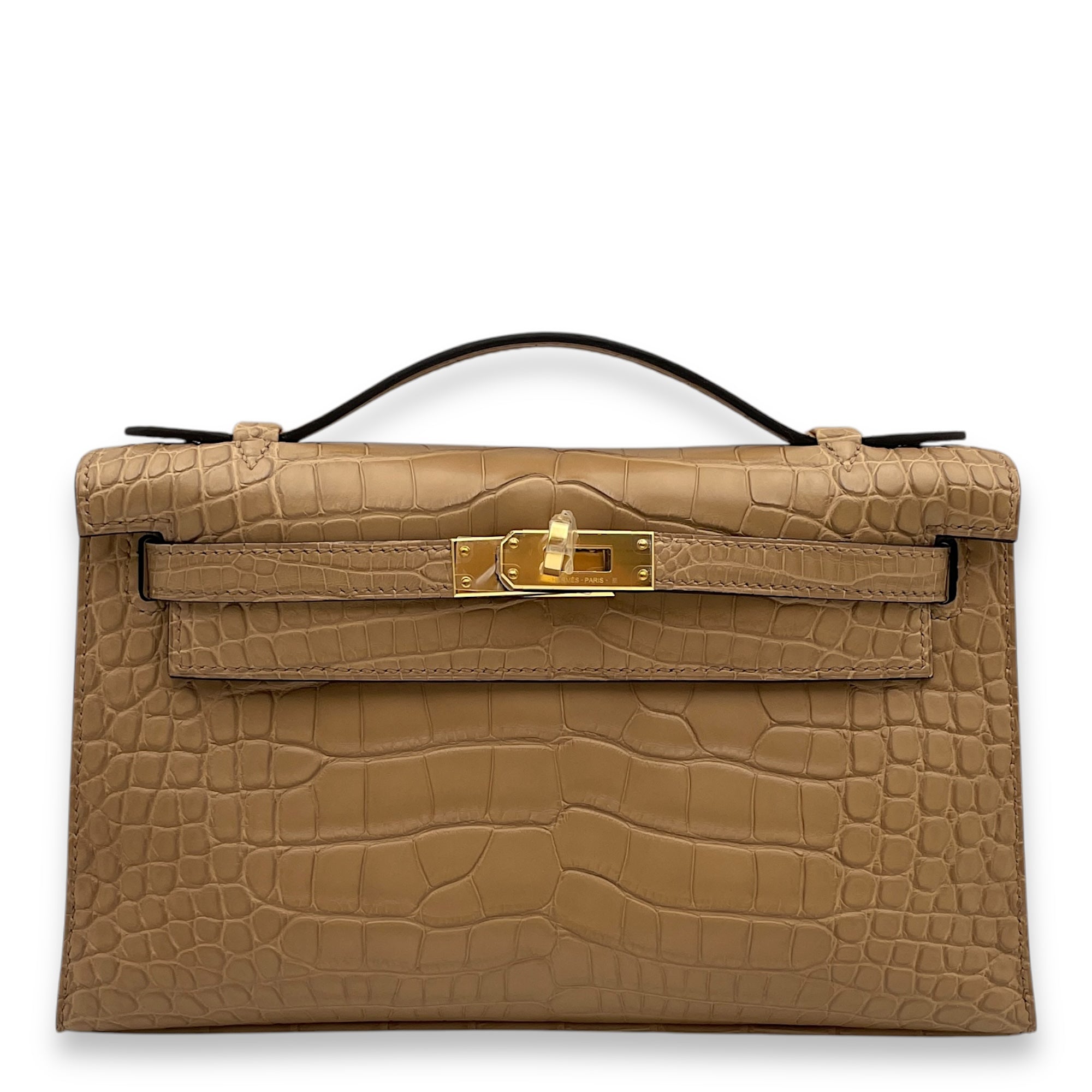 Kelly Pochette Chai in Matte Alligator, Gold hardware