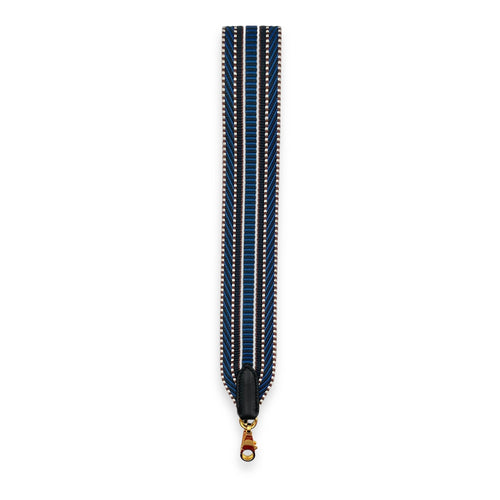 Sangle Cavale 50mm by 70cm Blue Zellige-Indigo/Black in Swift, Gold hardware