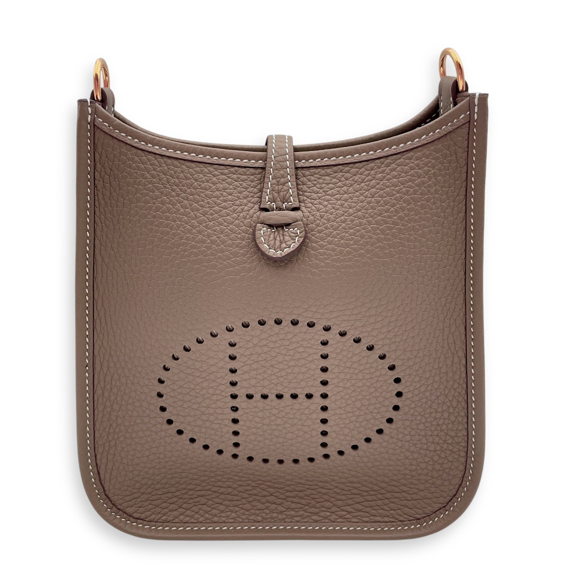 Evelyne Mini Etoupe in Clemence, Gold hardware