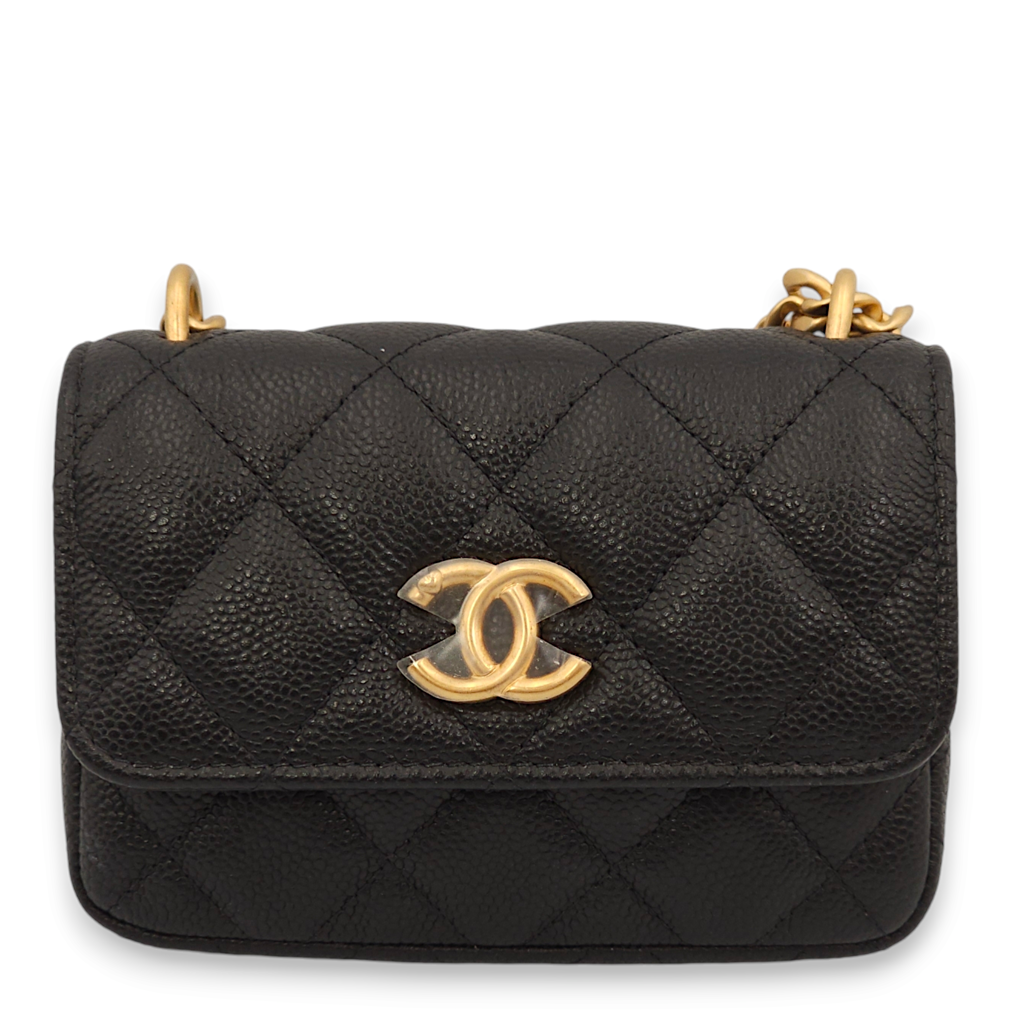 Chanel Quilted Black Wallet On Chain in Caviar Leather