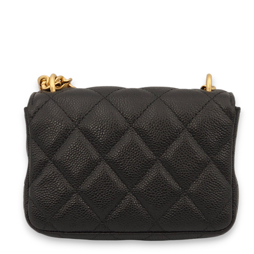 Chanel Quilted Black Wallet On Chain in Caviar Leather