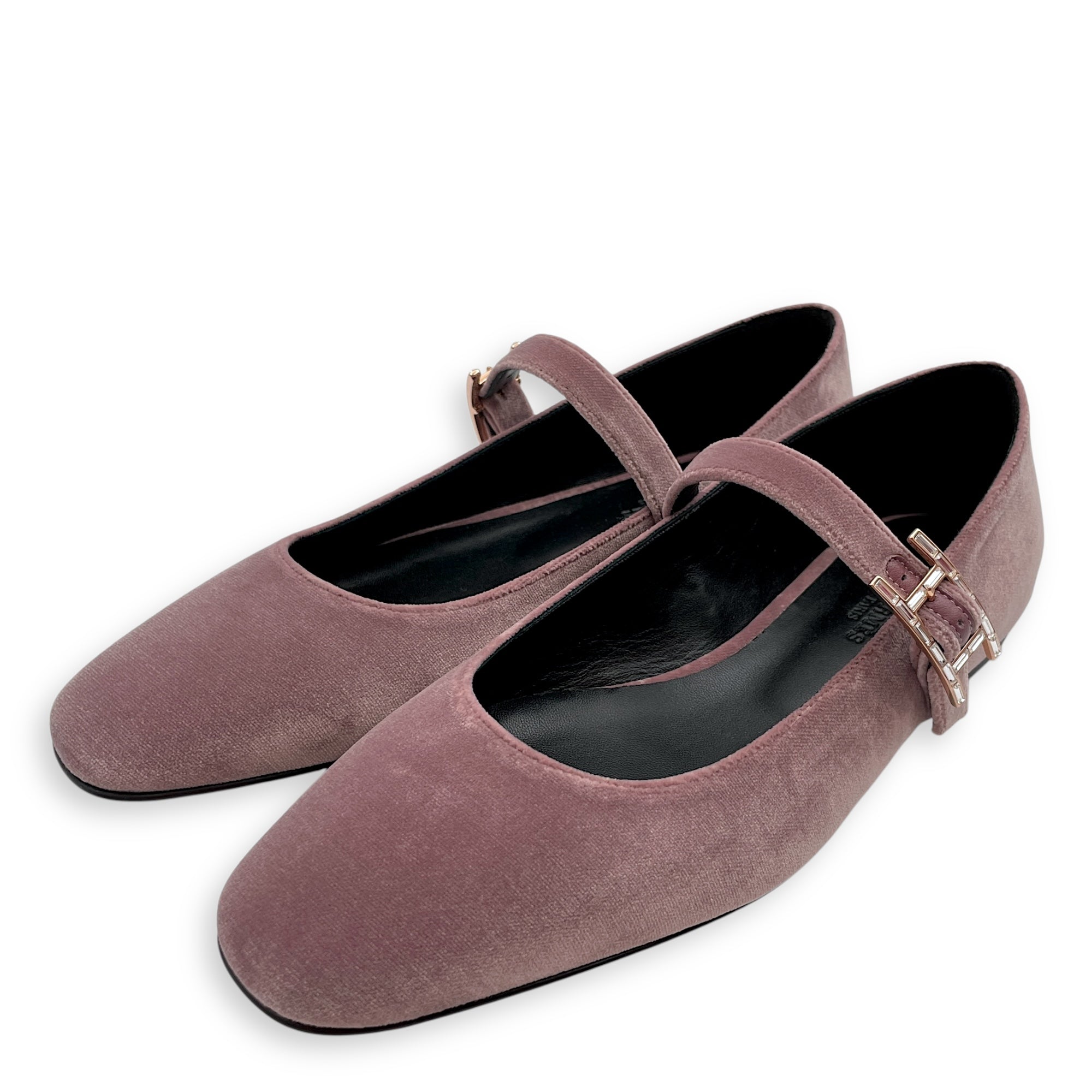 Jane Ballet 36.5 Bruyere Flats in Velvet, Rose Gold hardware