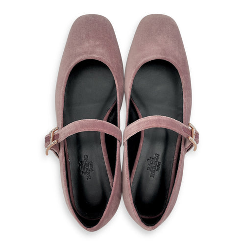 Jane Ballet 36.5 Bruyere Flats in Velvet, Rose Gold hardware