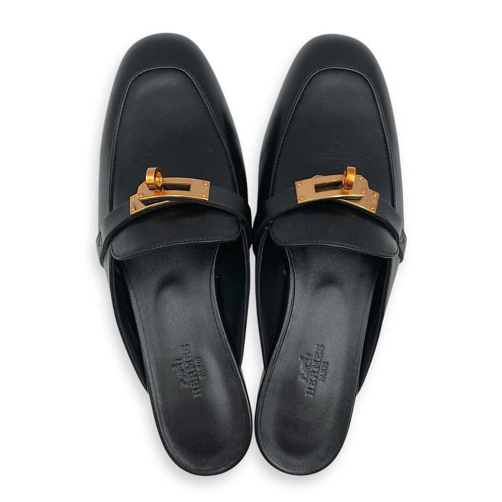 Hermès Oz Mule 37 Black Loafers in, Rose Gold hardware Singapore