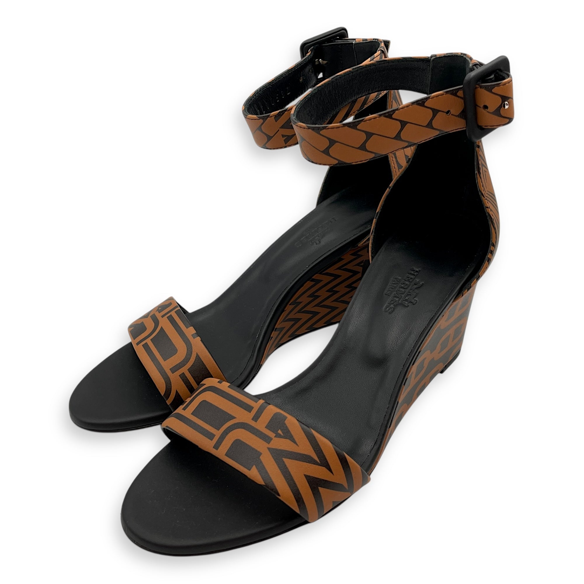 Imprime Acapulco  36 Noir/Natural  Wedges in Calfskin CL2501-9072 2