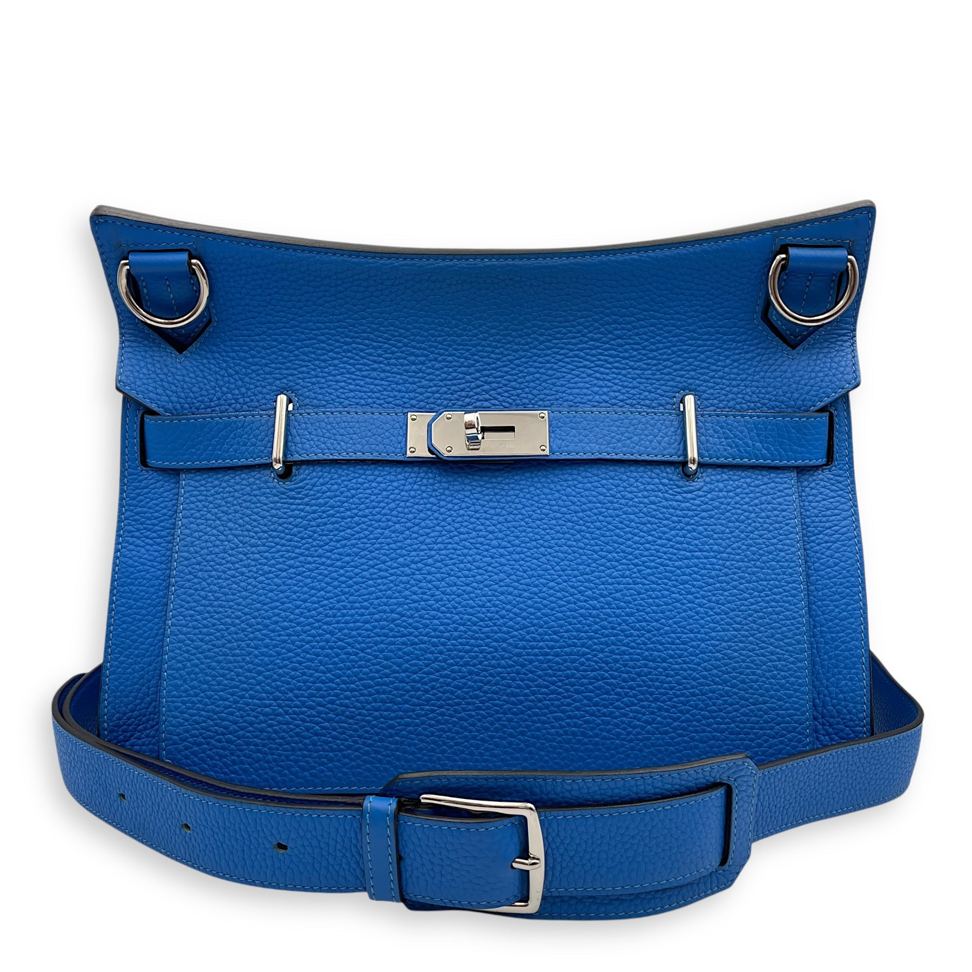 Hermès Jypsiere 34 Blue Hydra in Clemence Palladium hardware