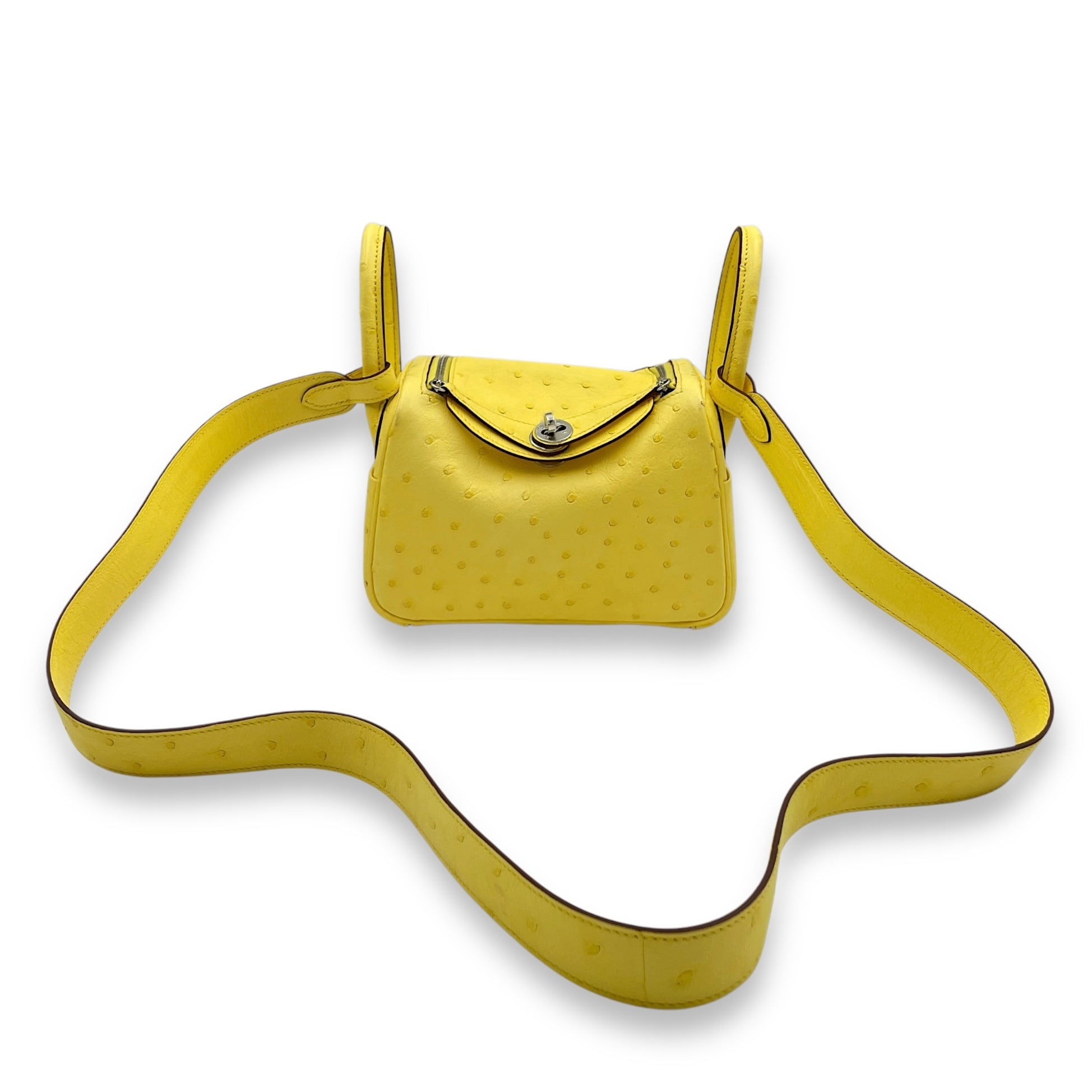 Lindy Mini Jaune Citron in Ostrich, Palladium hardware