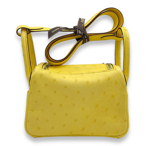 Lindy Mini Jaune Citron in Ostrich, Palladium hardware