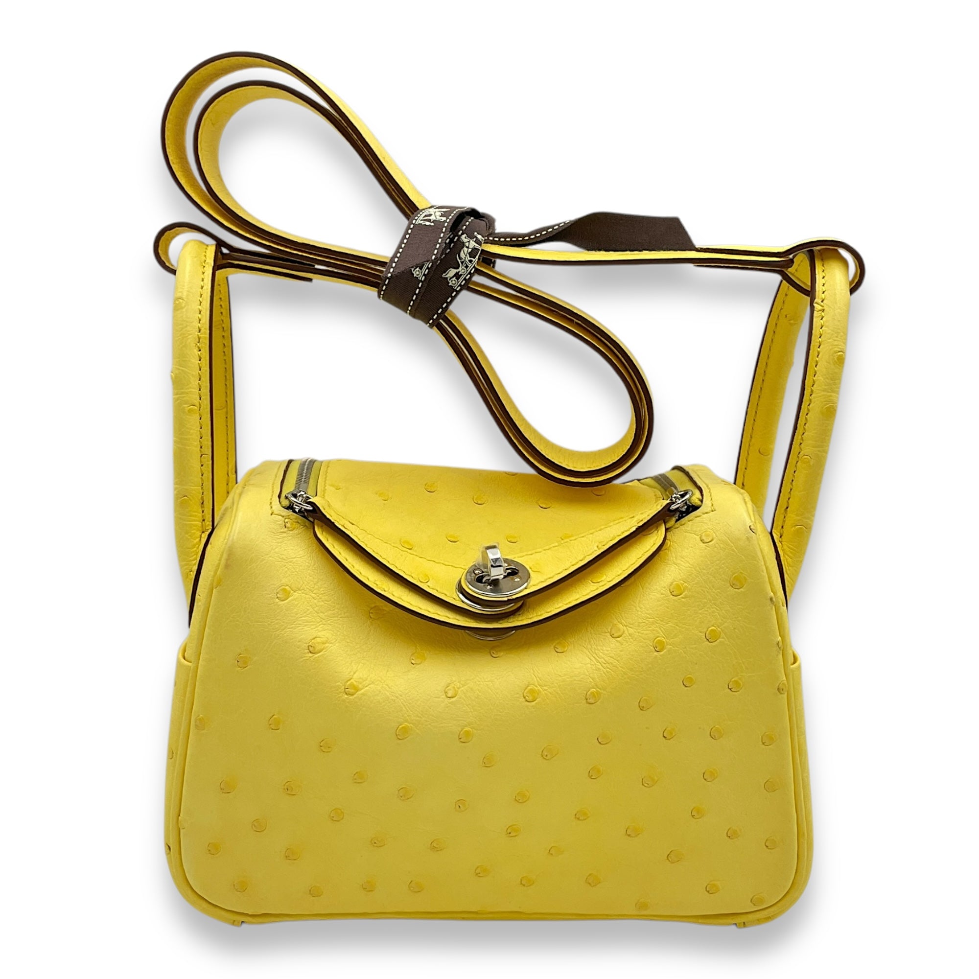 Lindy Mini Jaune Citron in Ostrich, Palladium hardware