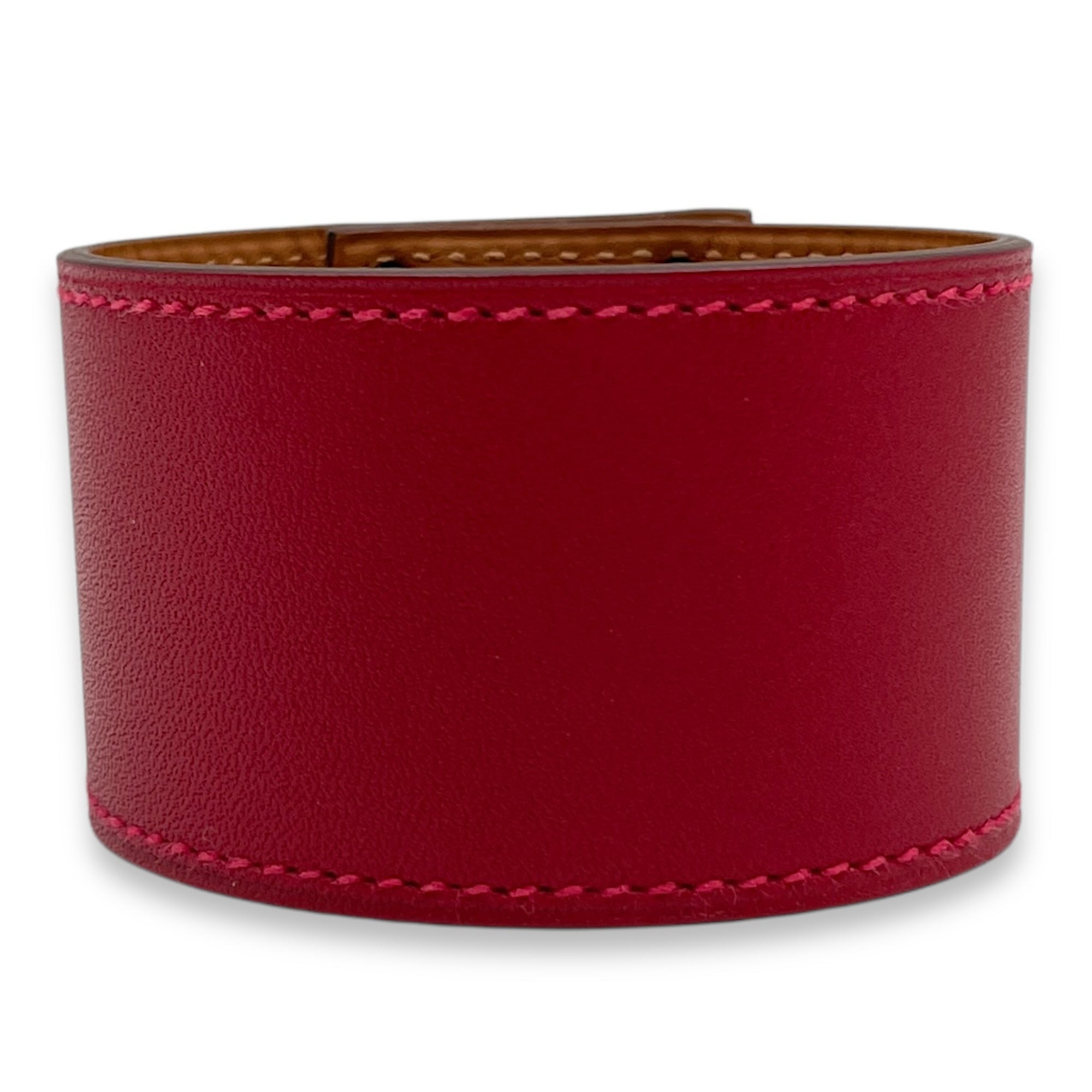 Kelly Dog T2 Red Bracelet in Tadelakt, Gold hardware