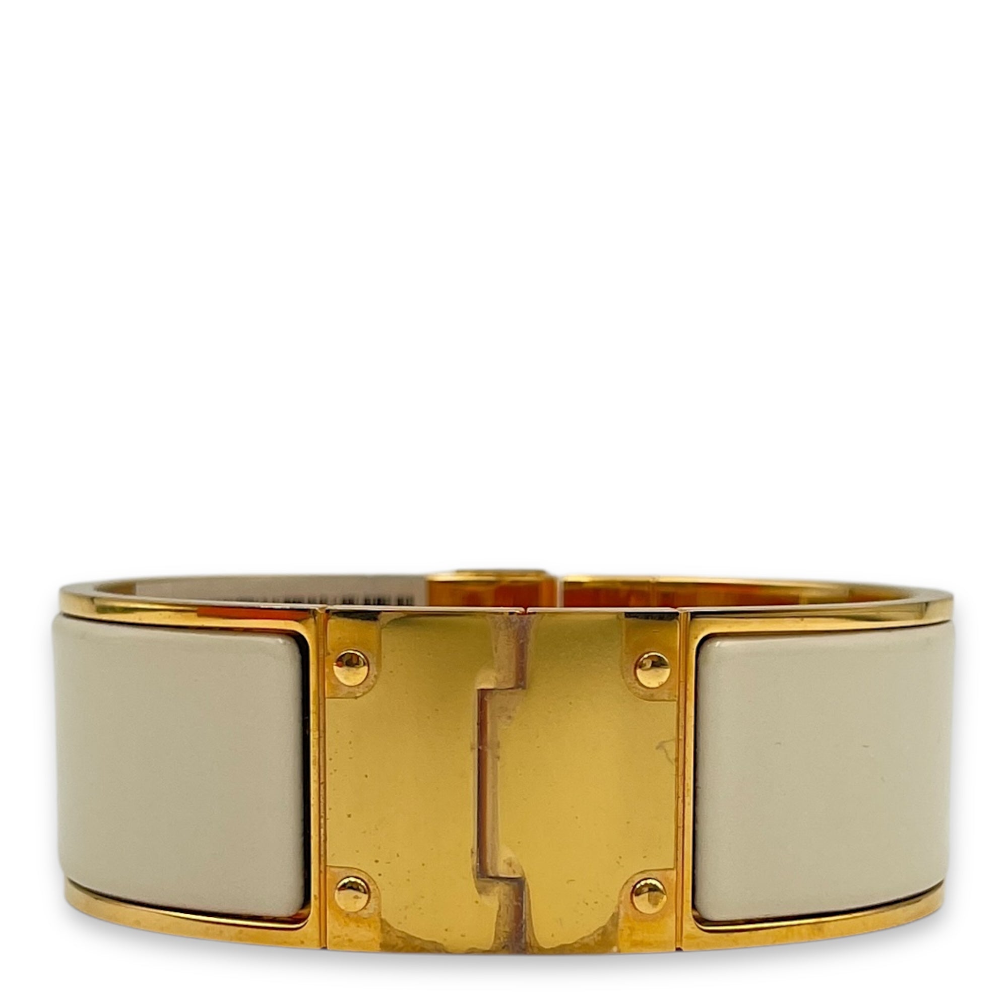 Hinged Pannacotta Bracelet, Gold hardware