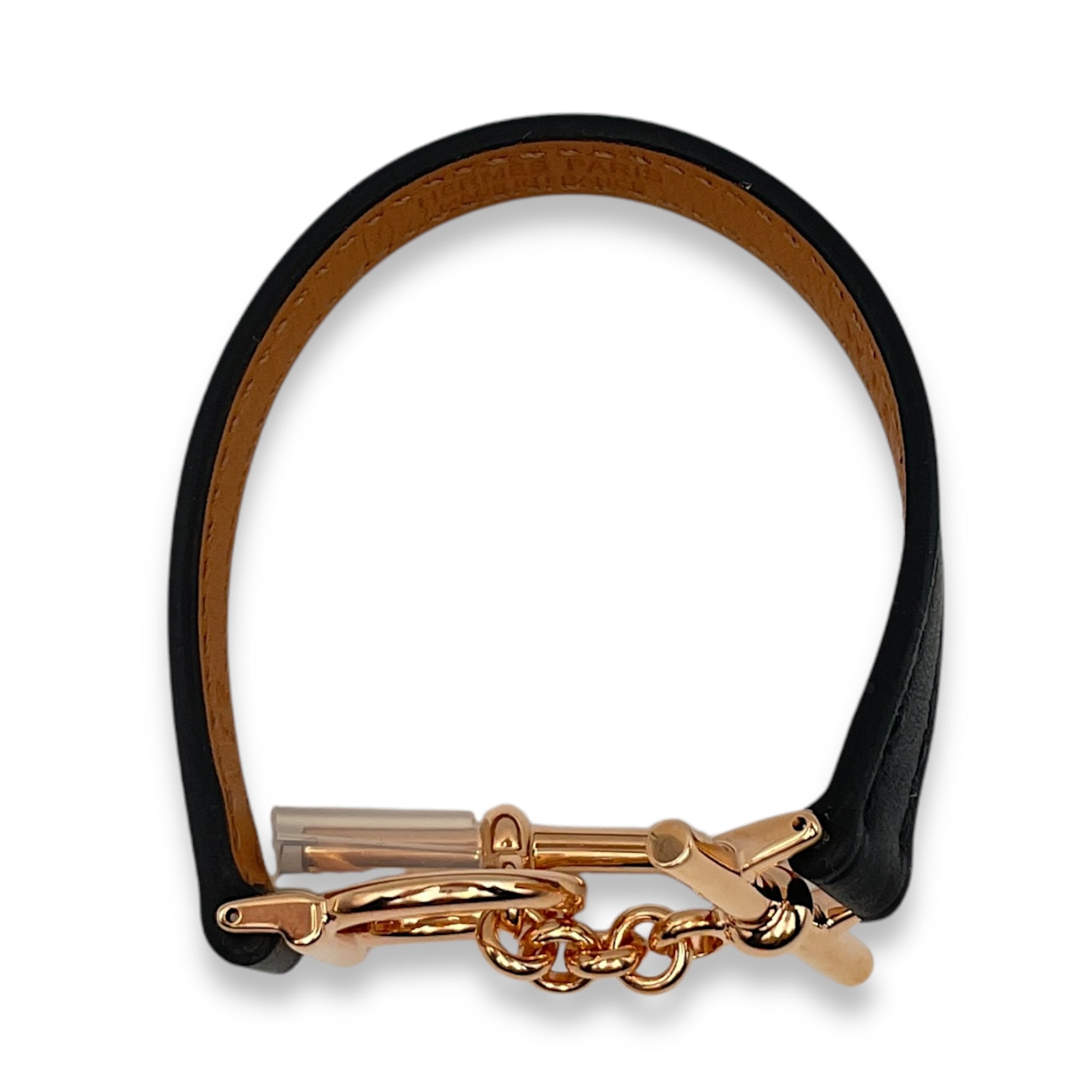 Croisiere Double Tour T2 Black Bracelet in Swift, Rose Gold hardware