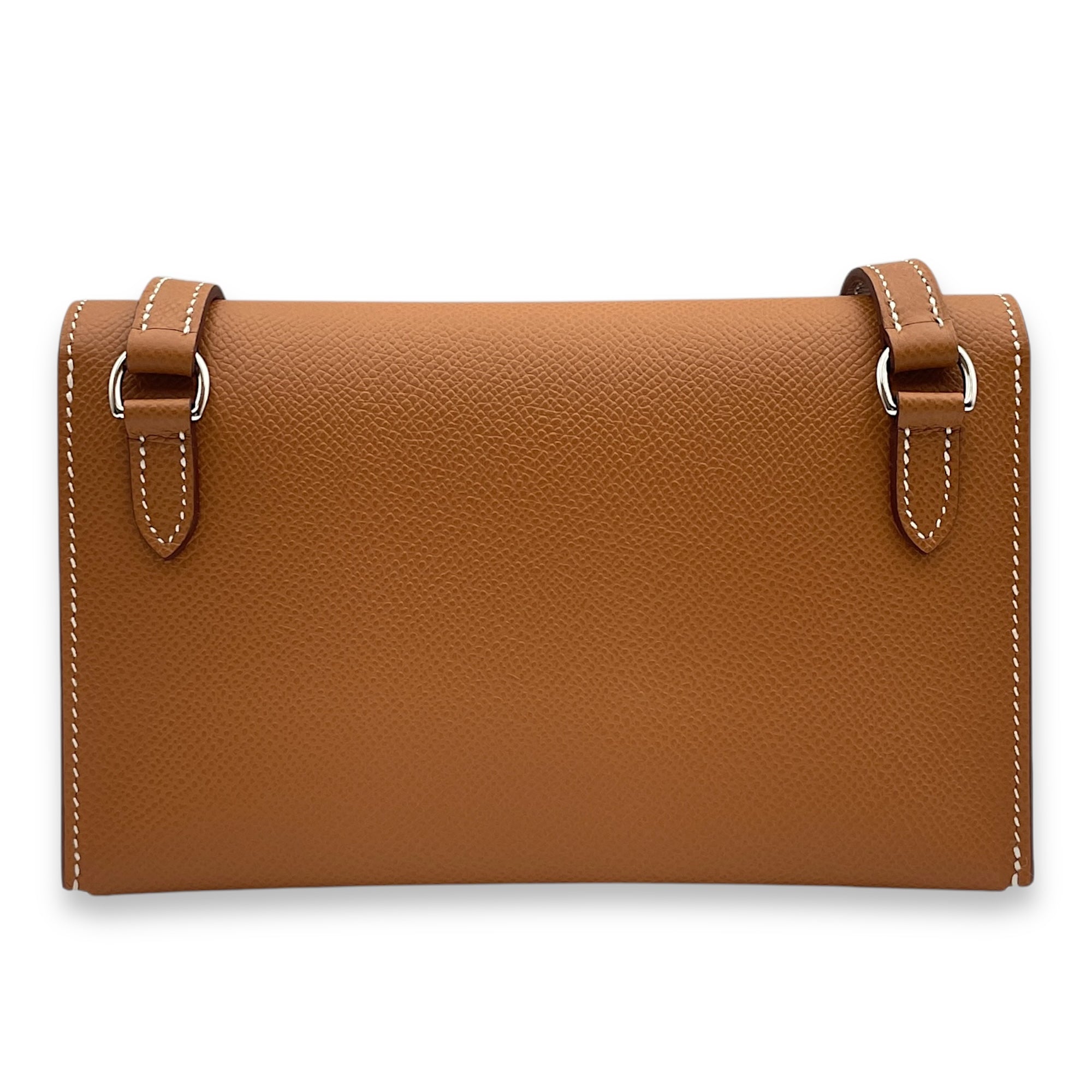 Snap Wallet Brown in Epsom, Palladium hardware